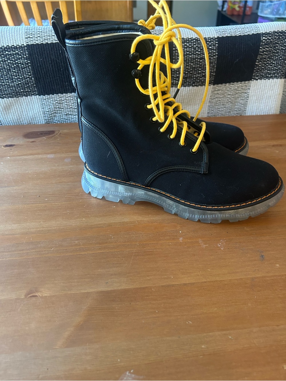 Mink made in Italy Panther Boot in Black Yellow Laces